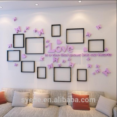 3d self adhesive wall mirror stickers home sticker XL wedding bedroom acrylic photo frame wall decoration