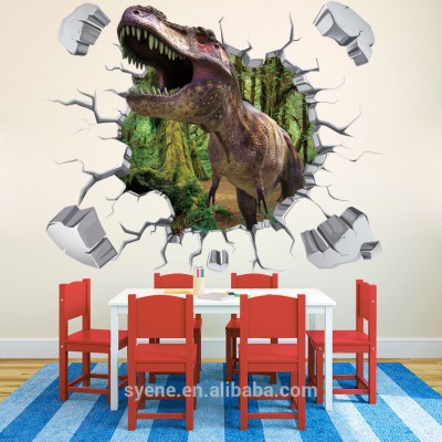 Syene kids room decoration 3d dinosaur stickers wall decal 3d cartoon dinosaur wall stickers home decor wallpaper