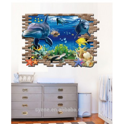 wall stickers home decor cartoon 3d window dolphin wall stickers decal wholesale seaworld home decor wallpaper wall art mural