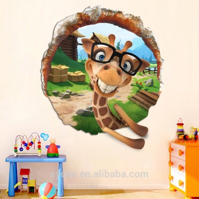 syene 3d wall stickers new view wall decor cartoon animals giraffe wall decoration sticker decal kids baby nursery kindergarten