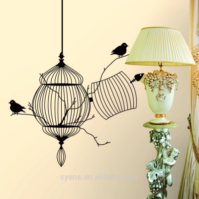 birds cage wall stickers 3d foam stickers room decor art vinyl mural wallpaper for home decoration removable