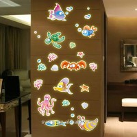 3d Home wall decal Removable fluorescent 3d Night Glowing Sticker cartoon fish glow in the dark fluorescent alphabet sticker