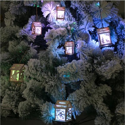 Christmas tree decoration battery operated wooden made house shape with LED light