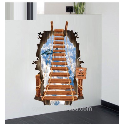 children wallpaper cartoon wallpaper for kids wall decoration stickers art cartoon 3d break fake window ladder wall stickers