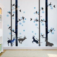 Syene yiwu 3d XL vinilos decorativos deer trees wall sticker kids bedroom decor sofa background family tree wall sticker decal