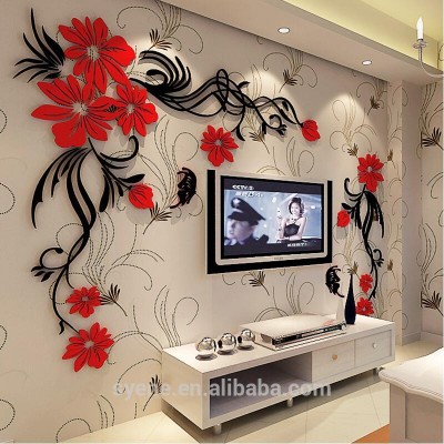 syene new latest wedding romantic bedroom wall decorations 3d butterfly flower floral acrylic wall stickers home decor