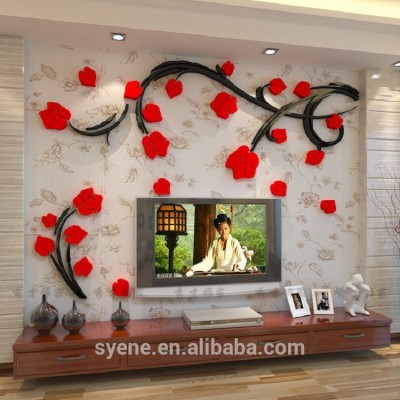 3d XL three-dimensional crystal acrylic glass red flower wall stickeracrylic bubble wall decorative acrylic wall panel