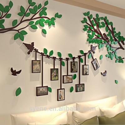 3d Happy tree photo frame crystal wall stickers self adhesive Acrylic three-dimensional wall sticker entranceway photos decal