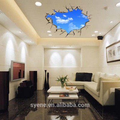 Syene 3d wall murals wallpaper art removable pvc 3d effect blue sky white cloud ceiling night glow decal wall sticker home decor