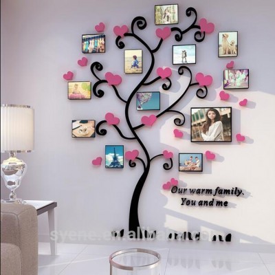 3d self adhesive wall mirror decoration stickers acrylic memory photo frame love heart crystal wall stickers home decor